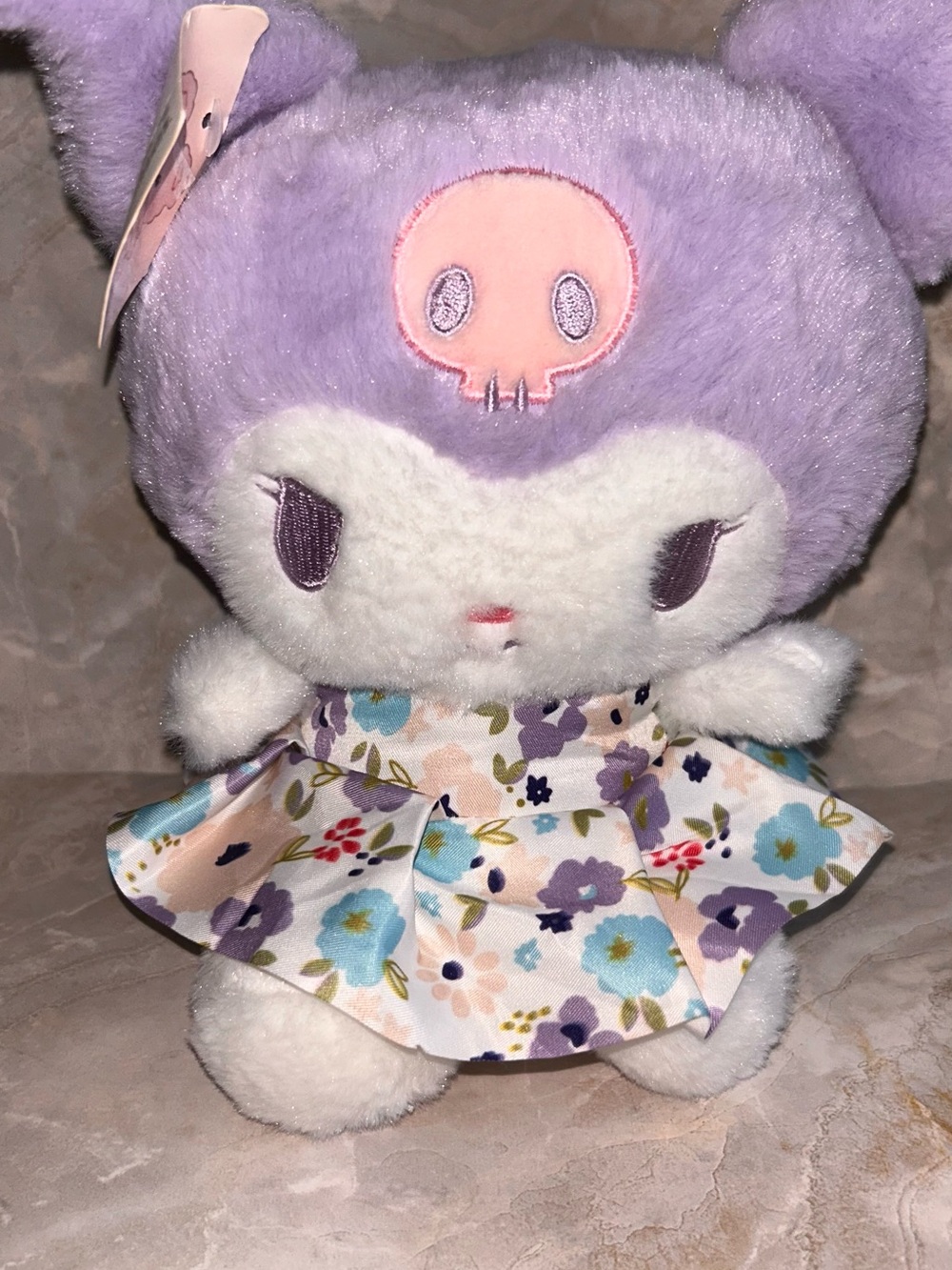 Kuromi Lavender and White Plush Character with Floral Dress